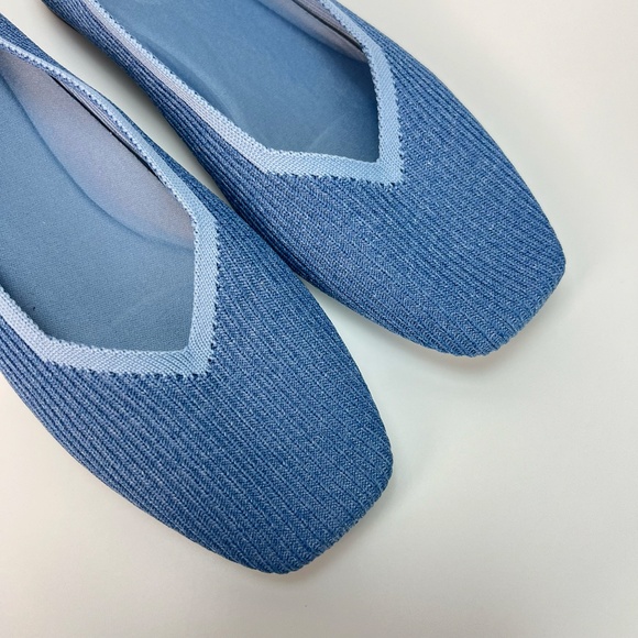 Vivaia Margot Walker 2.0 Square Toe V Cut Flats Denim Blue Ballet EU 40 US 9 - Picture 4 of 11